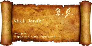 Nikl Jenő névjegykártya